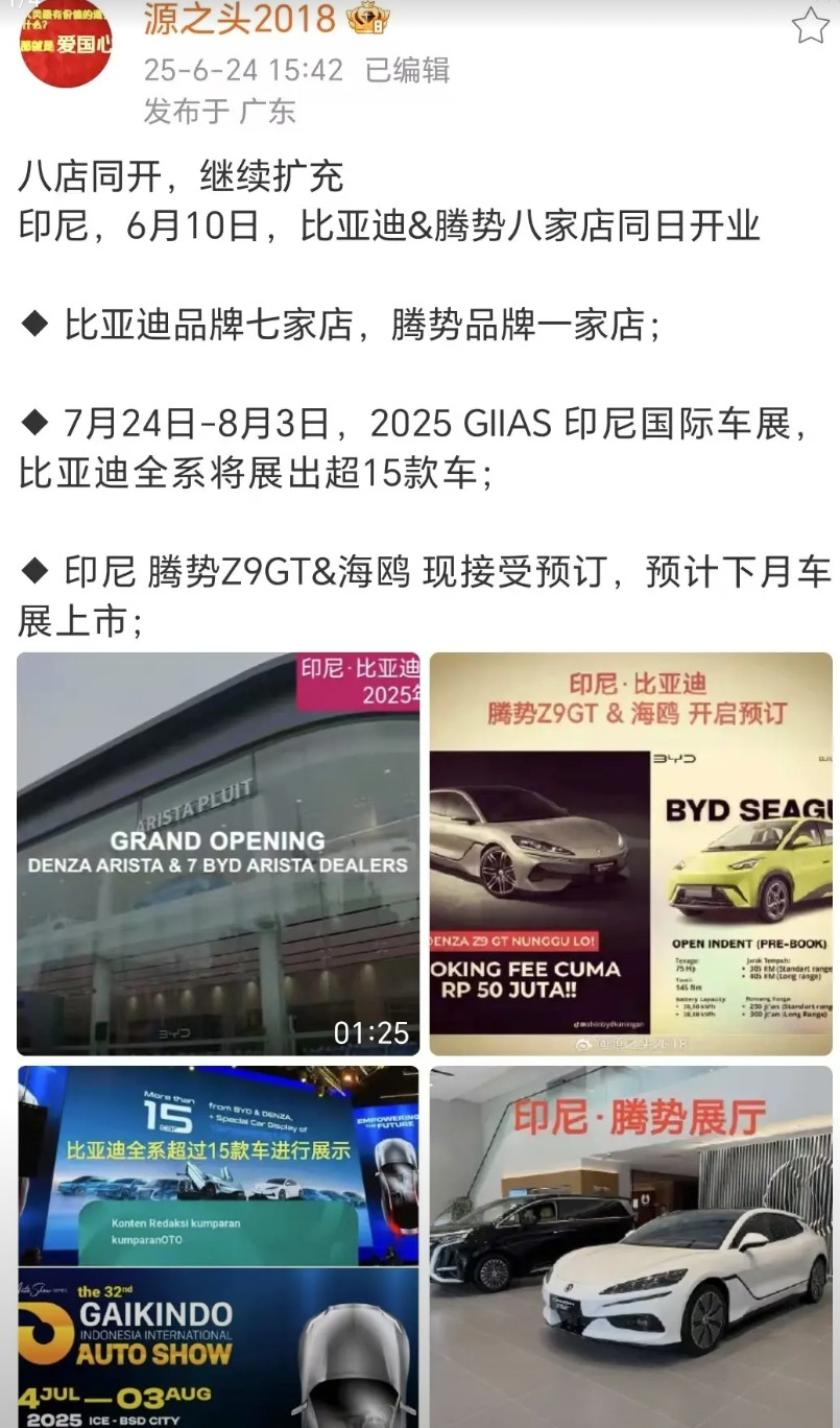 比亚迪印尼一日八店同开，盛况空前！7月24日-8月3日，2025GIIAS