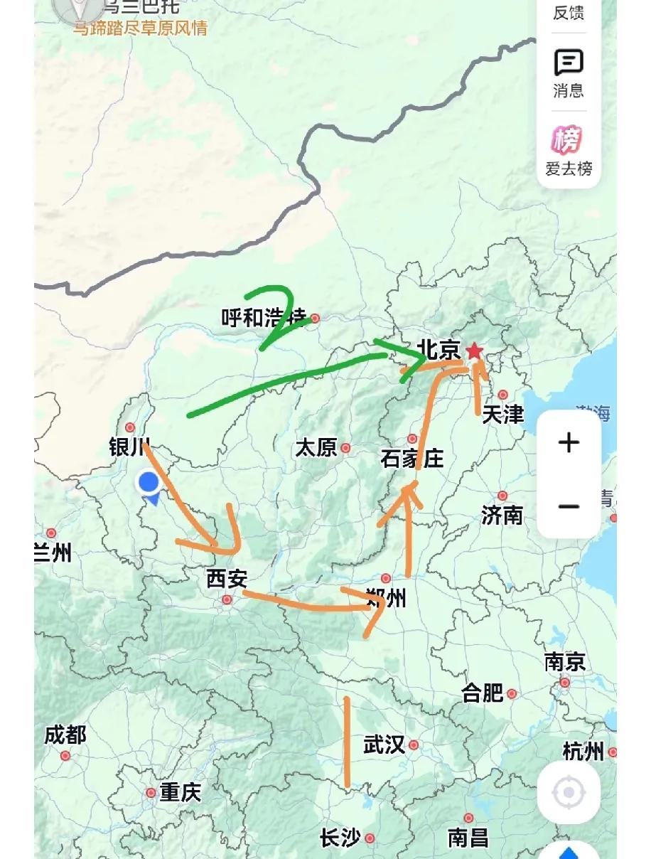 看这高铁路线给我整懵了，从银川去北京，明明有更直的2号线，为啥非要绕西安、郑州一