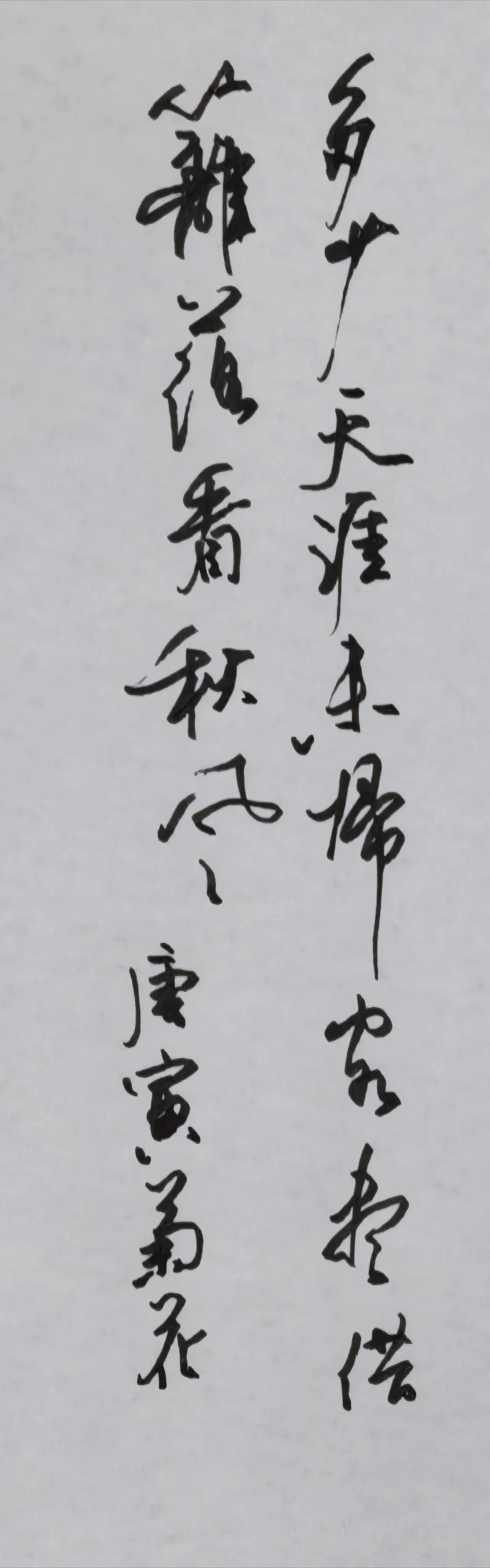 释文唐寅《菊花》多少天涯未归客，尽借篱落看秋风。唐寅菊花简评行草洒脱
