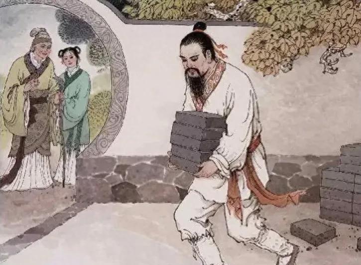 315年，陶渊明曾祖陶侃担任广州刺史，每天都在门外“搬砖”。早上把一百多块砖从书