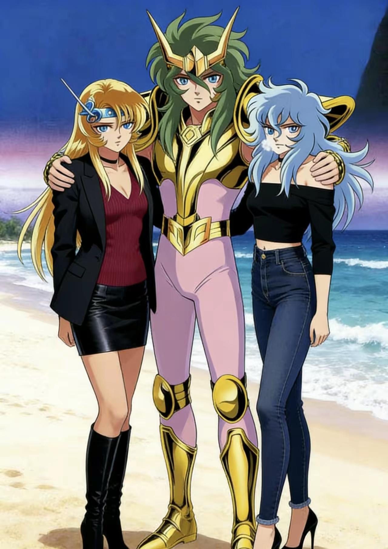 瞬不是女的吗？怎么会抱着两个辣妹？！另外，请教一下，这两个辣妹是谁啊？圣斗士星矢