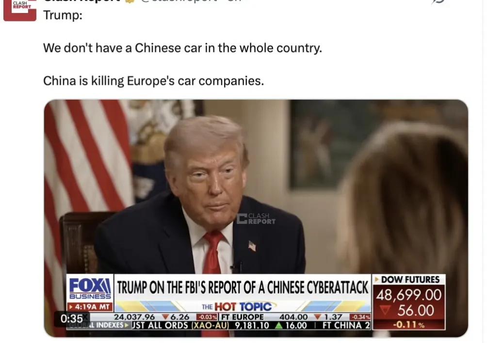 特朗普做客福克斯新闻接受采访，一番言论引发热议。他直言美国境内根本见不到一辆中