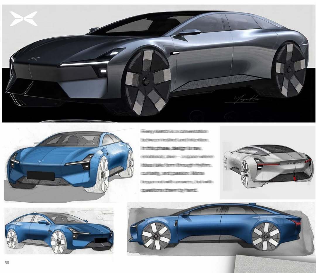 来一组小鹏MONAM03的设计手稿汽车设计小鹏monam03