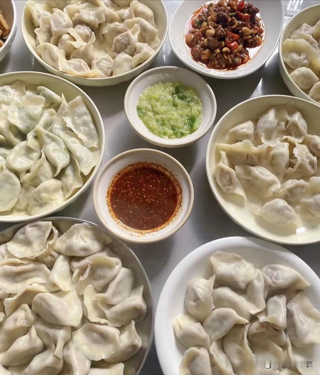 前天晚上，姑姑喊我们去吃饺子。热腾腾的饺子端上来，一人一盘，看着挺香。可蘸料