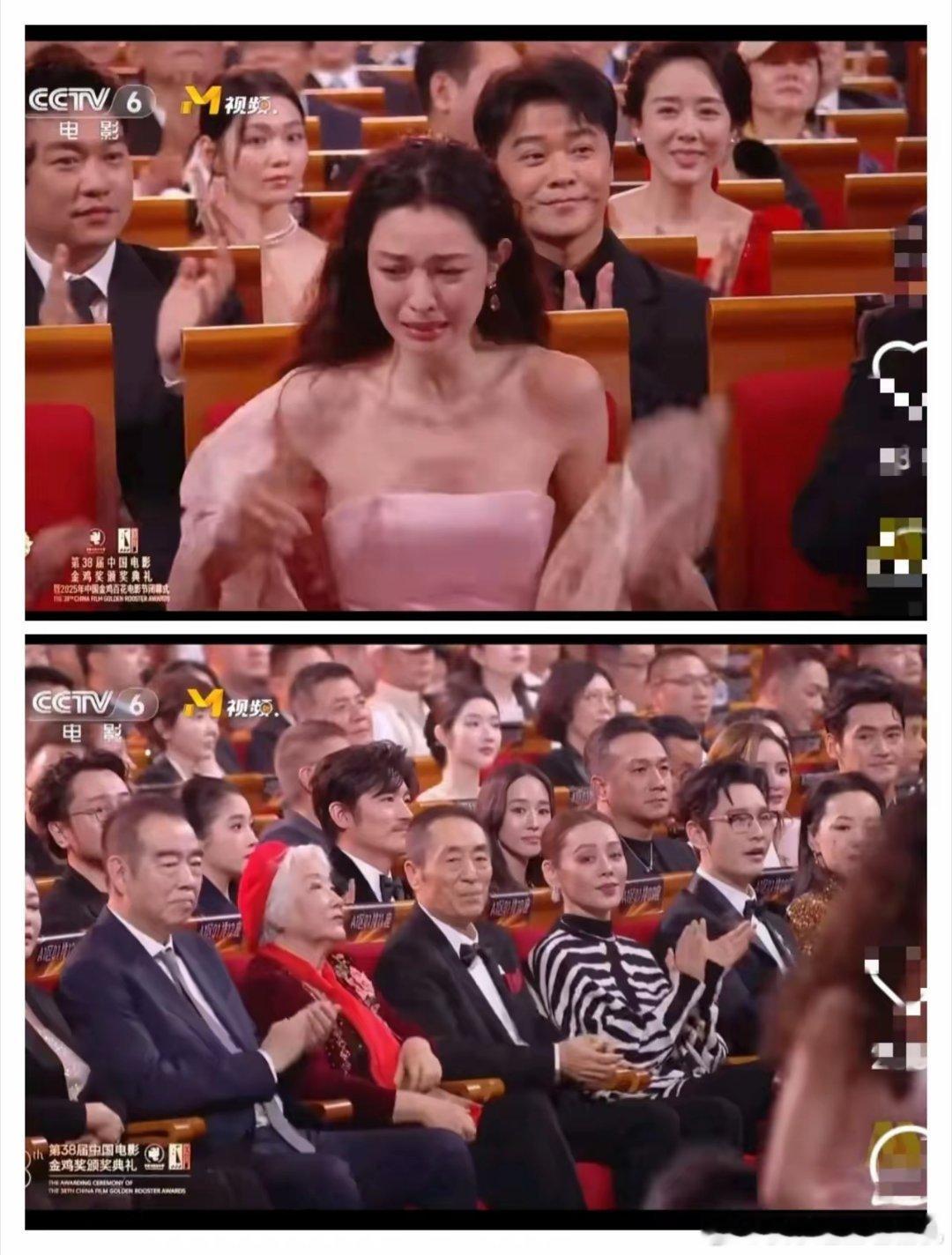 又是娱乐圈的人情冷暖场面，不是谁获奖，大家都乐呵的。钟楚曦获奖时，大家的表情很耐