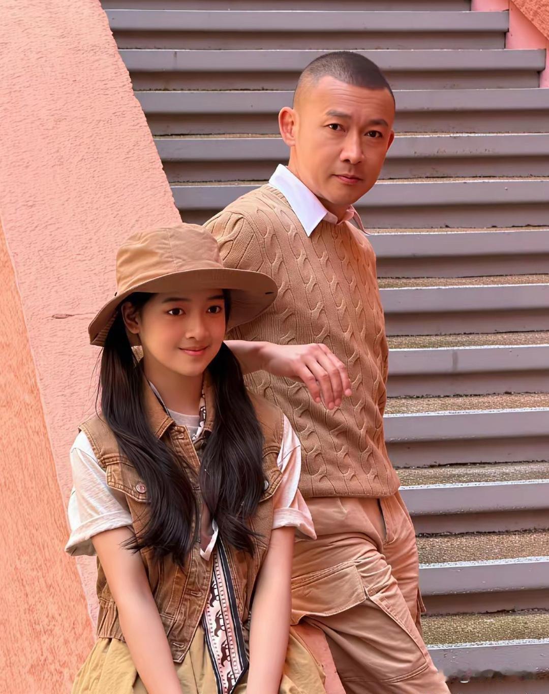 聂远‏和女儿⁠一﻿起出镜，父女俩长得也太‎像‎了，‏‎简直﻿⁠一个‎‎模子刻出‎