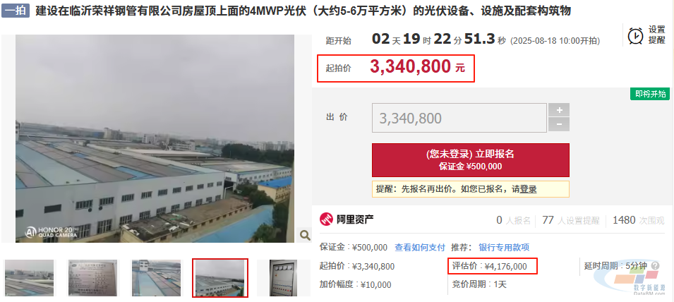 起拍价334万元! 山东一企业旗下光伏资产被法拍
