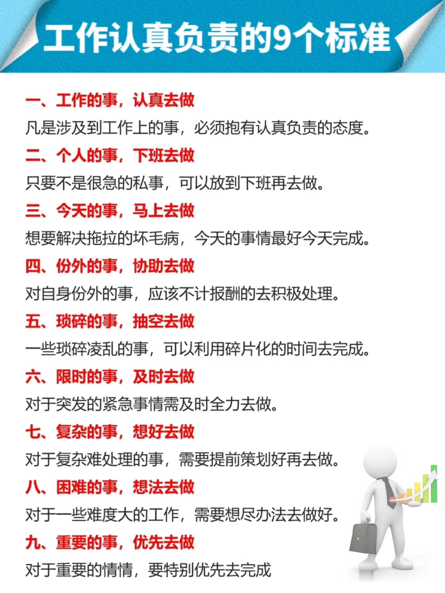 职场那些事职场八卦对于重要的情情，要特别优先去完成，工作认真负责的9个标准！1、