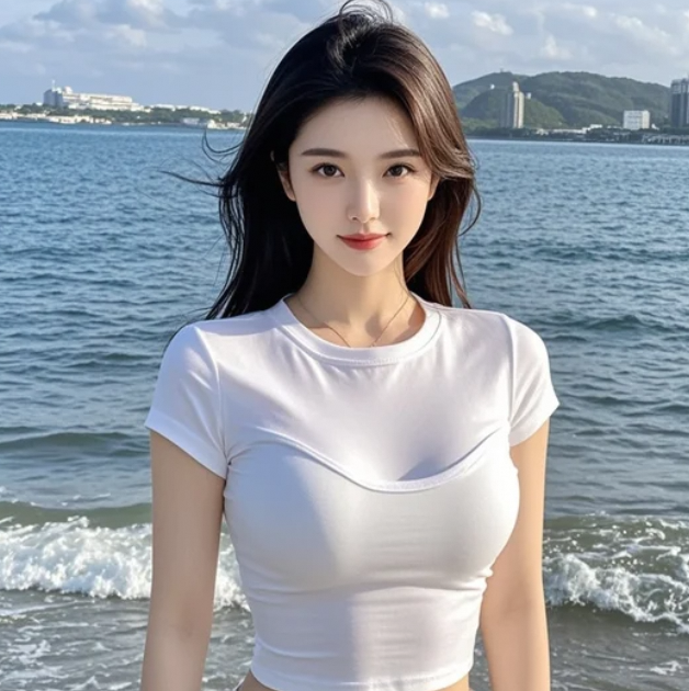 她背对大海回眸一笑，胜过万千风景照