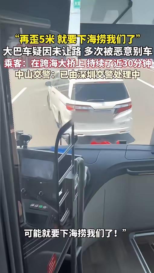 5月13日，深中通道上演惊魂30分钟：大巴未让路遭两男子恶意别车、逼停拉扯司机，