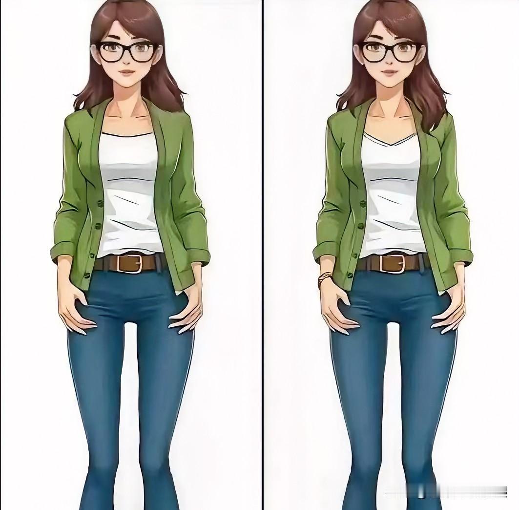 绿衣美人立，镜中影如画找不同至少4处找找看