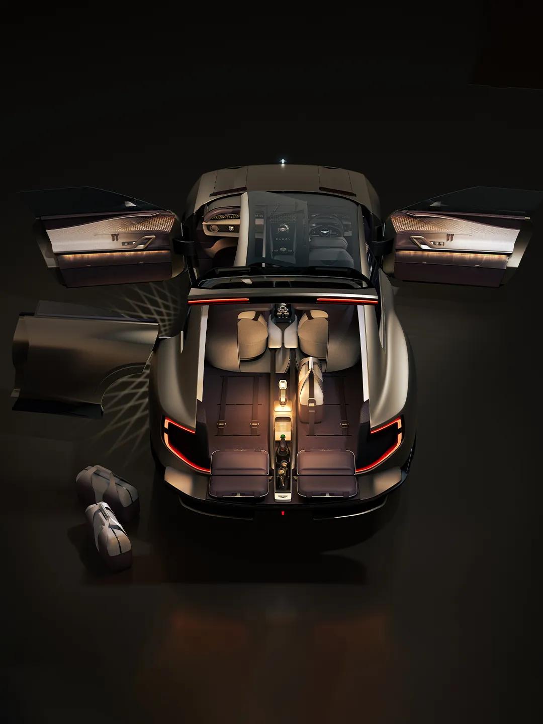 最近宾利推出了2025款BentleyEX15Concept概念车，外观内