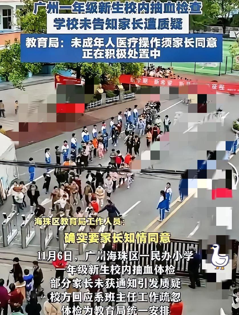 广州这小学真把家长当空气了！一年级娃刚入学没几天，居然被悄摸摸抽了血，全程没一个