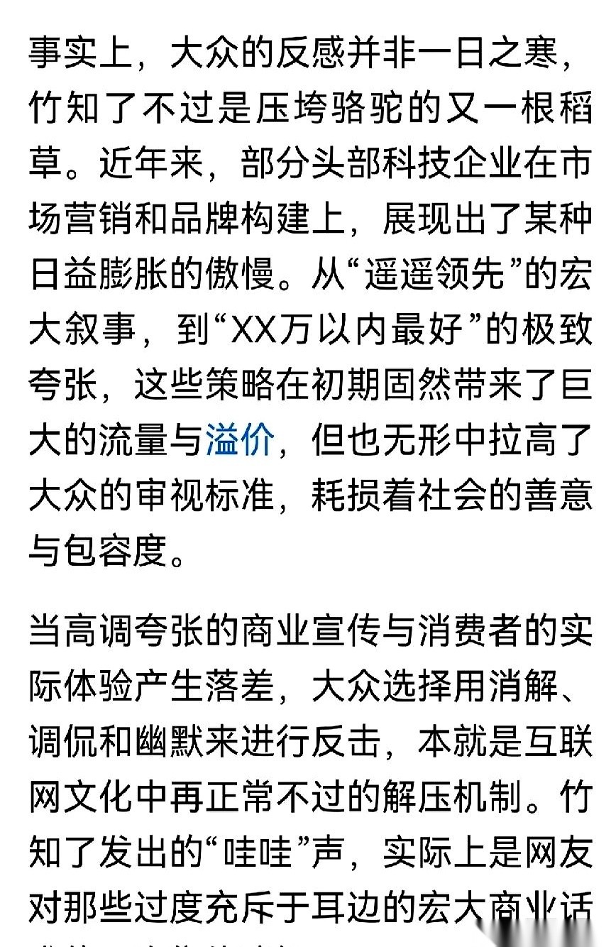 关于华为，最近网上快吵翻了。有人甩出一句话：那根压垮骆驼的稻草，不是禁令，也不是芯片，就是这次的“竹