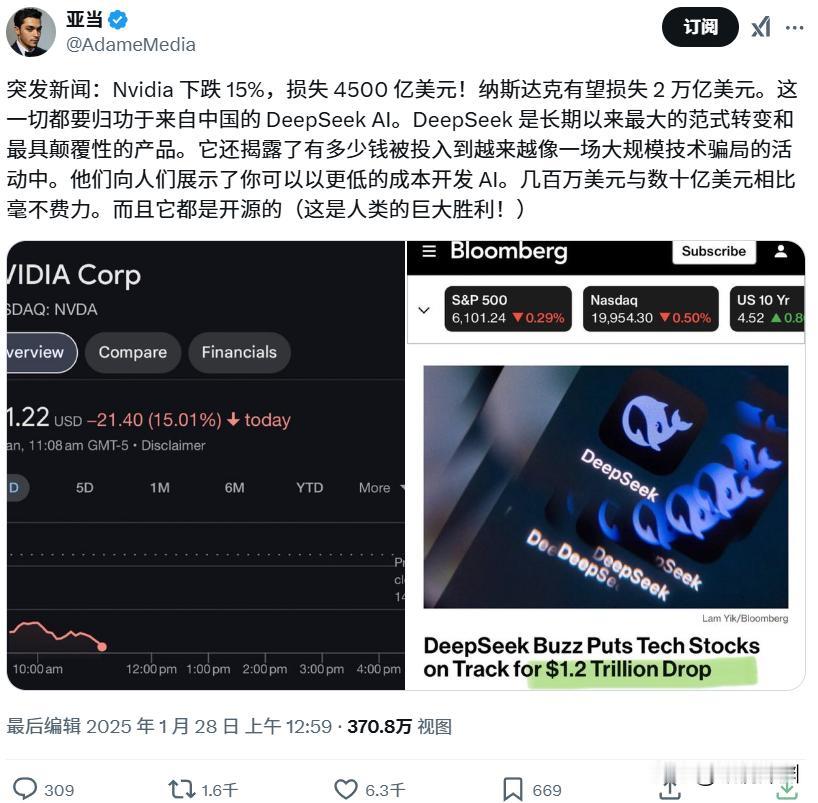 “这是人类的巨大胜利！”西方著名学者和记者亚当评价DeepSeek——它开源而且