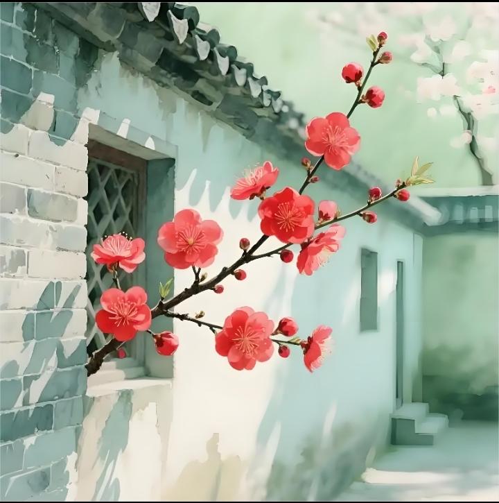 园内若是春光好，红杏怎能墙外跑，桃李芬芳梨花俏，……请友续句………？上