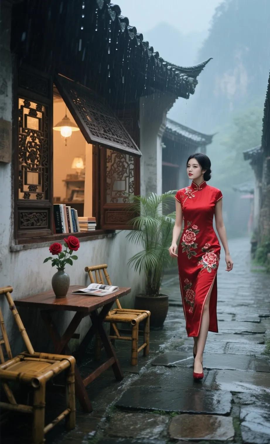 太美了，雨中女子穿旗袍，古巷韵味十足。旗袍秀东方美人江南旗袍美女雨中的美女