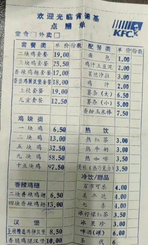 1995年的点膳单你觉得贵吗？