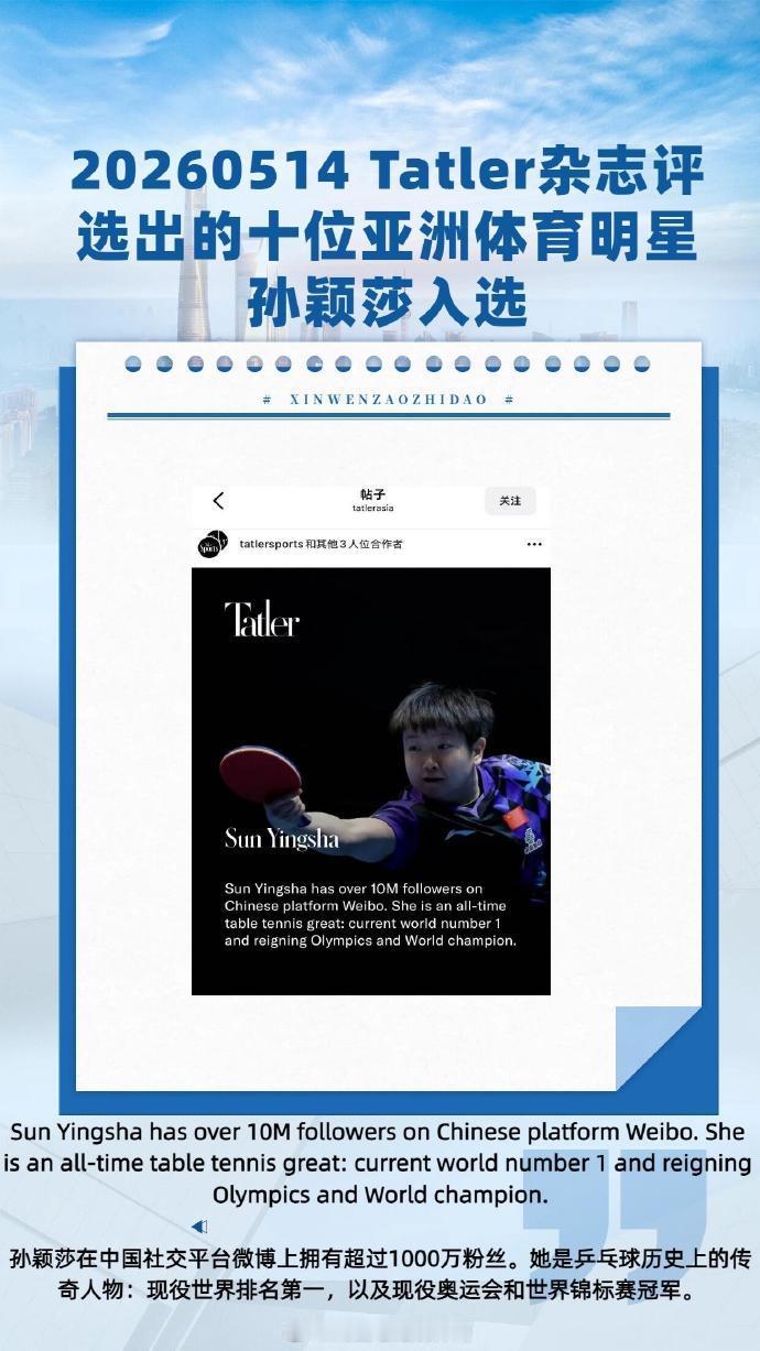 乒乓球外媒都认可孙颖莎是乒乓球史上的传奇人物，靠的全是实打实的硬实力。球风全面、