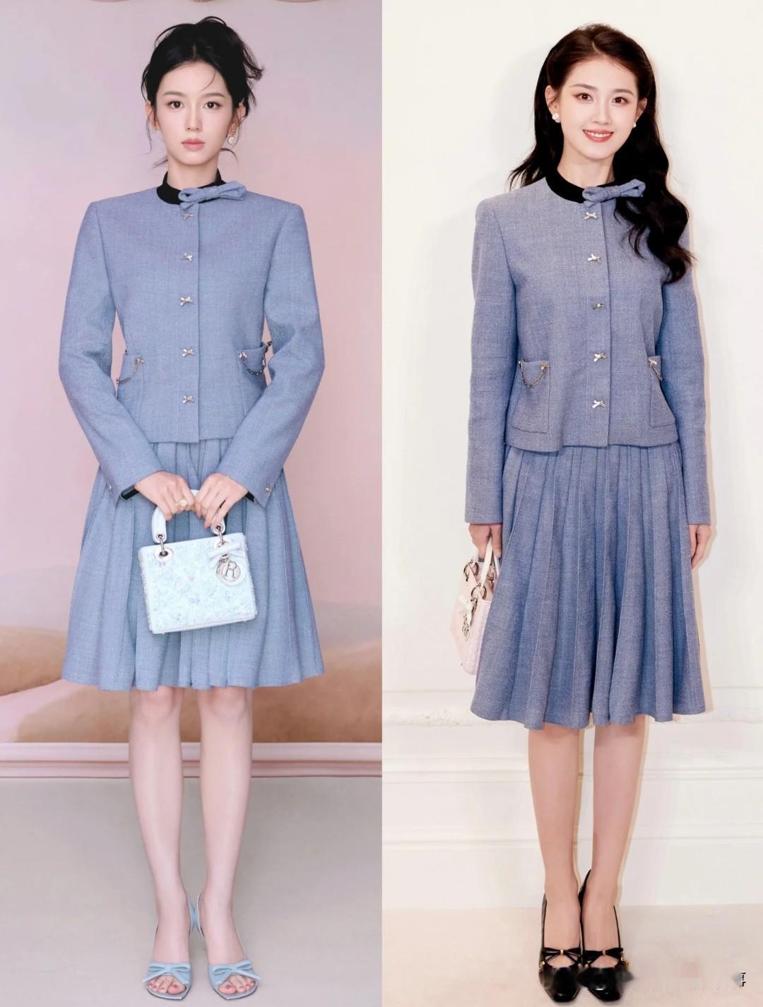 周也郭宇欣撞衫对比来了！单看头身比真的得服明星，周也这比例直接赢麻了，往那一站温