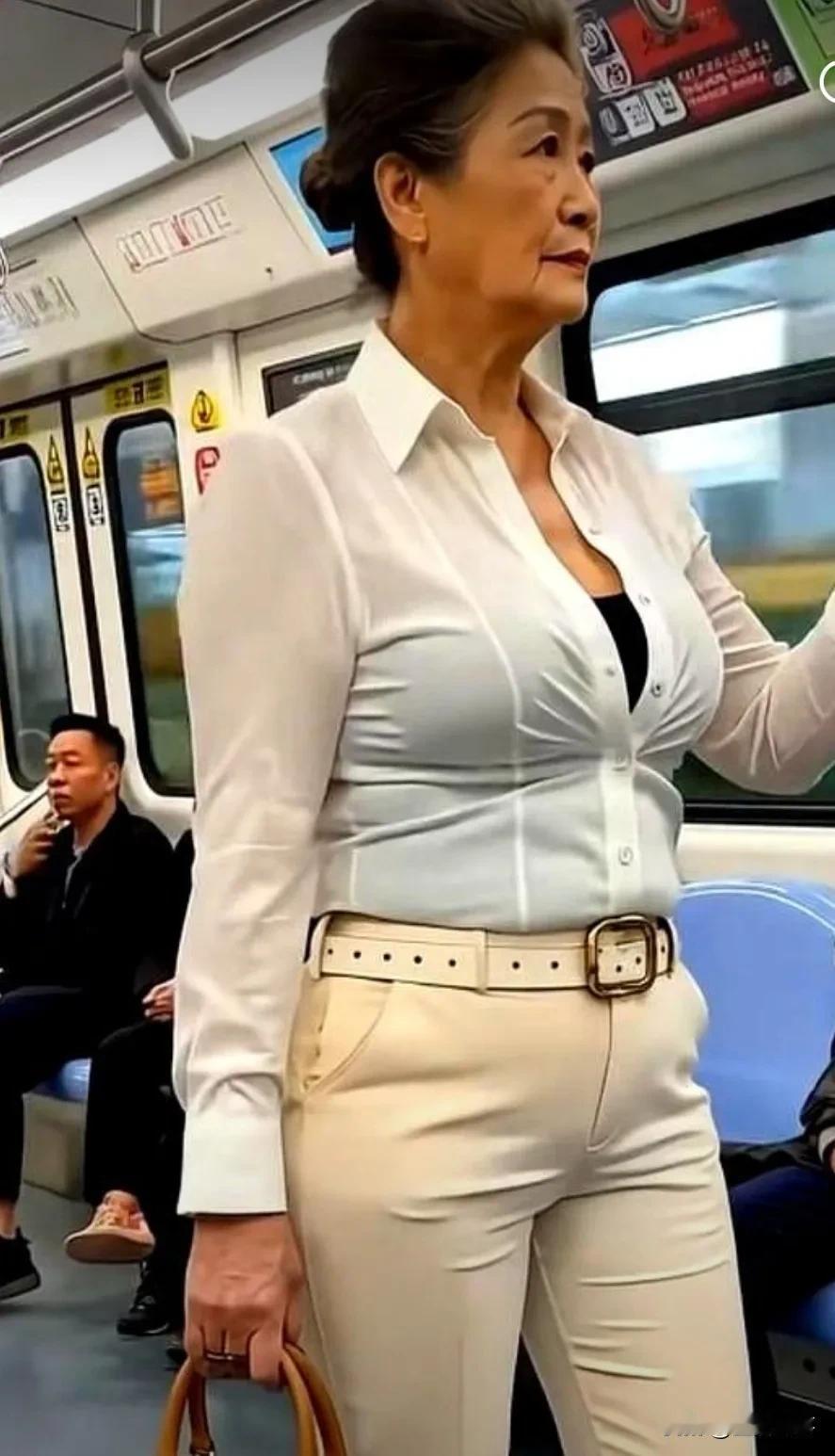 70岁女人，“飒”如少妇﹍﹍昨晚，在地铁上，看到一位70岁左右的女人，她的精
