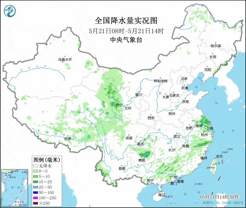 【强降雨】昨天到今晨，随着高空槽东移，低空有低涡切变线发展，我国降水在向东推进过
