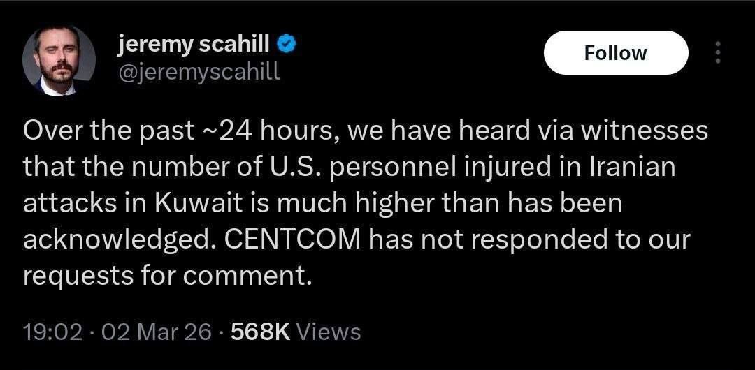 以美袭击伊朗记者斯卡希尔在社交平台上发文称："据目击者称，在过去24小时内，伊朗