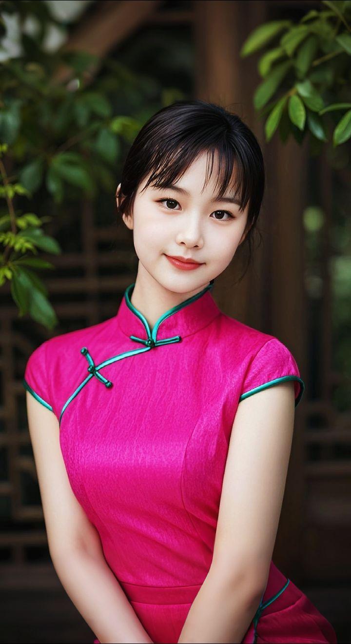 AI扩图AI艳粉微笑