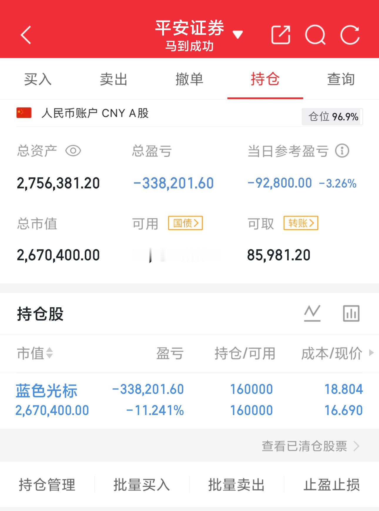 300万本金，目标1年做到1500万，1年翻五倍，欢迎各位关注！（第15天）持