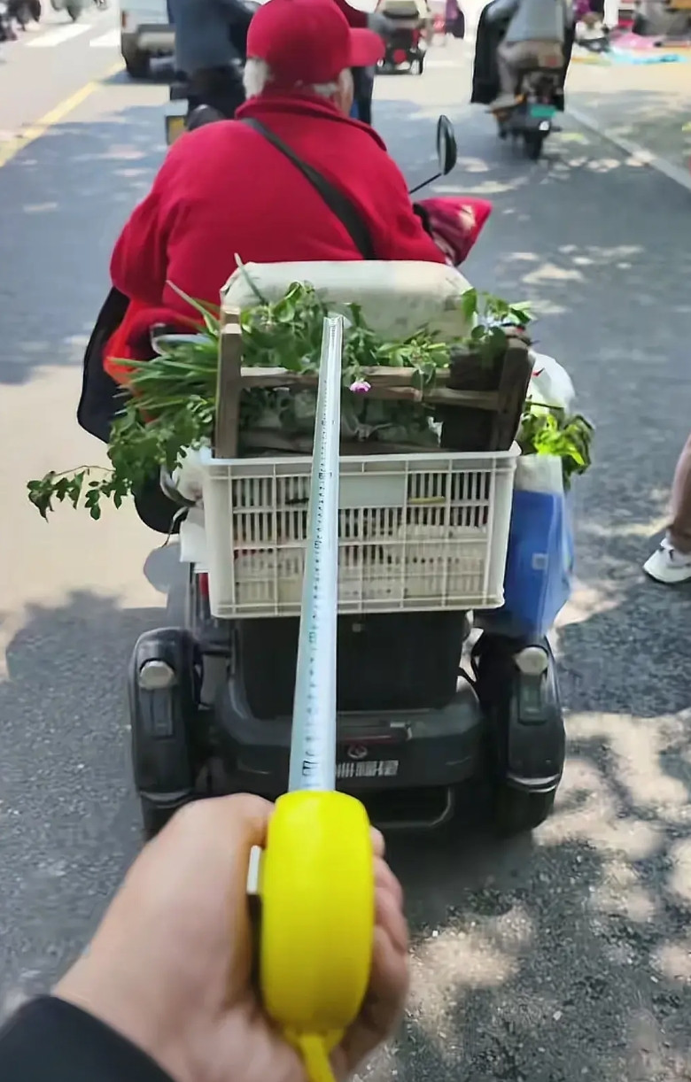 青岛法院，这盛世如你所愿，已经有人出门带卷尺和老人保持距离了！这要是距离不够，老