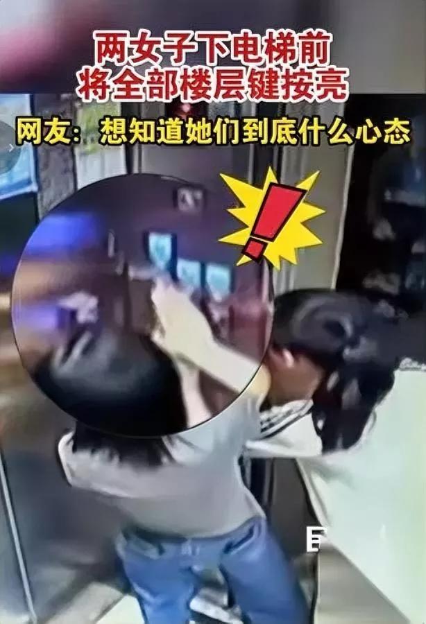 这母女俩太损了干的缺德事把全小区业主都惹炸了。母女俩坐电梯下楼，门一