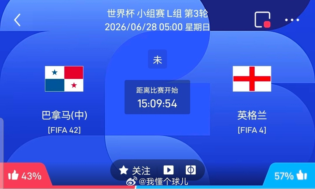 【足球】周六068世界杯方向：巴拿马vs英格兰世界杯：巴拿马VS英格兰时间：20