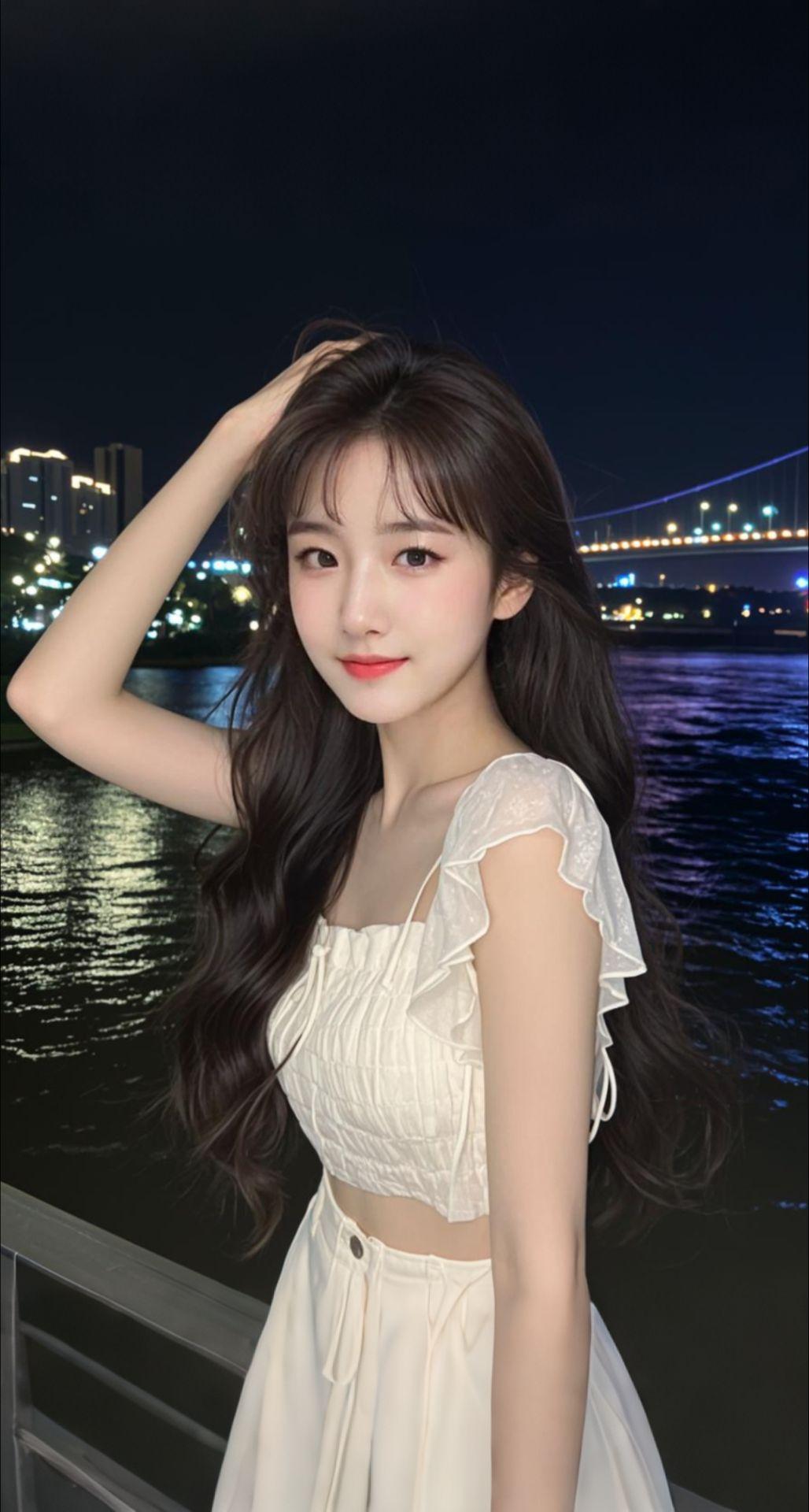 AI扩图 AI夜景气质少女