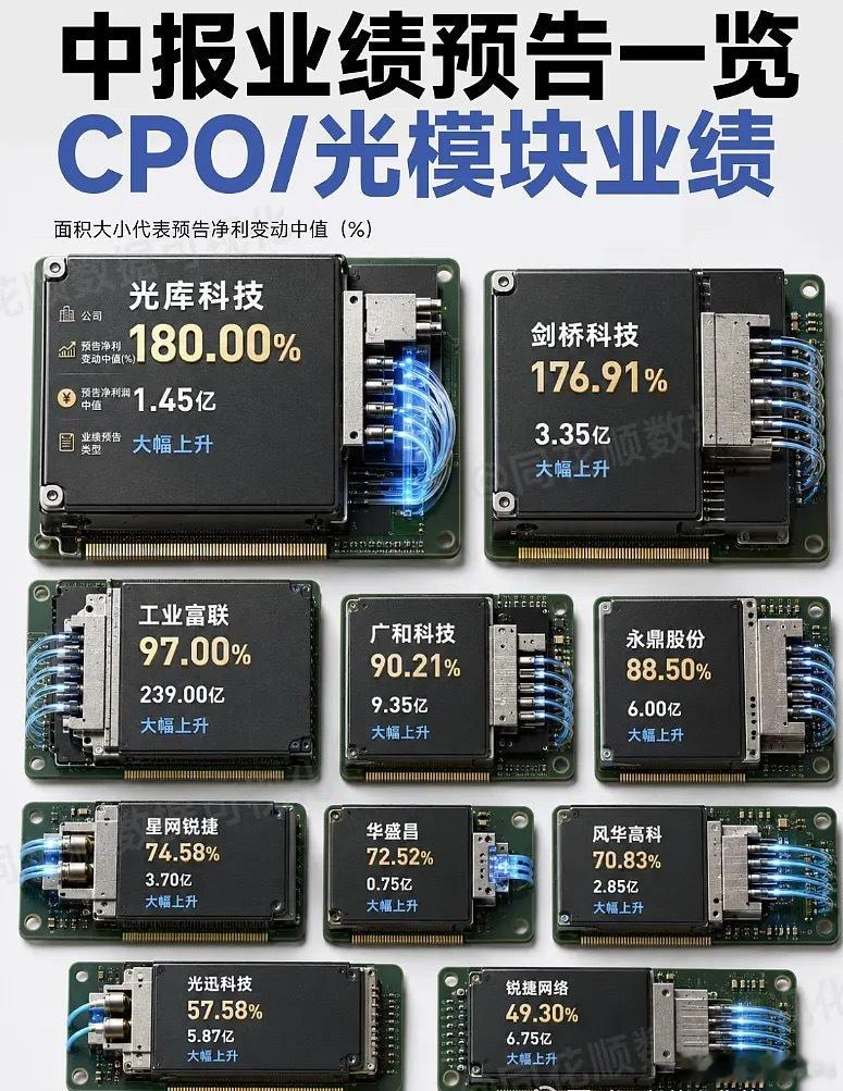 中报业绩预告一览CPO/光模块业绩