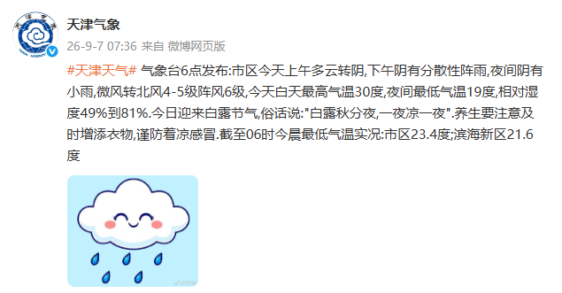 天津中心城区, 雨这时到!