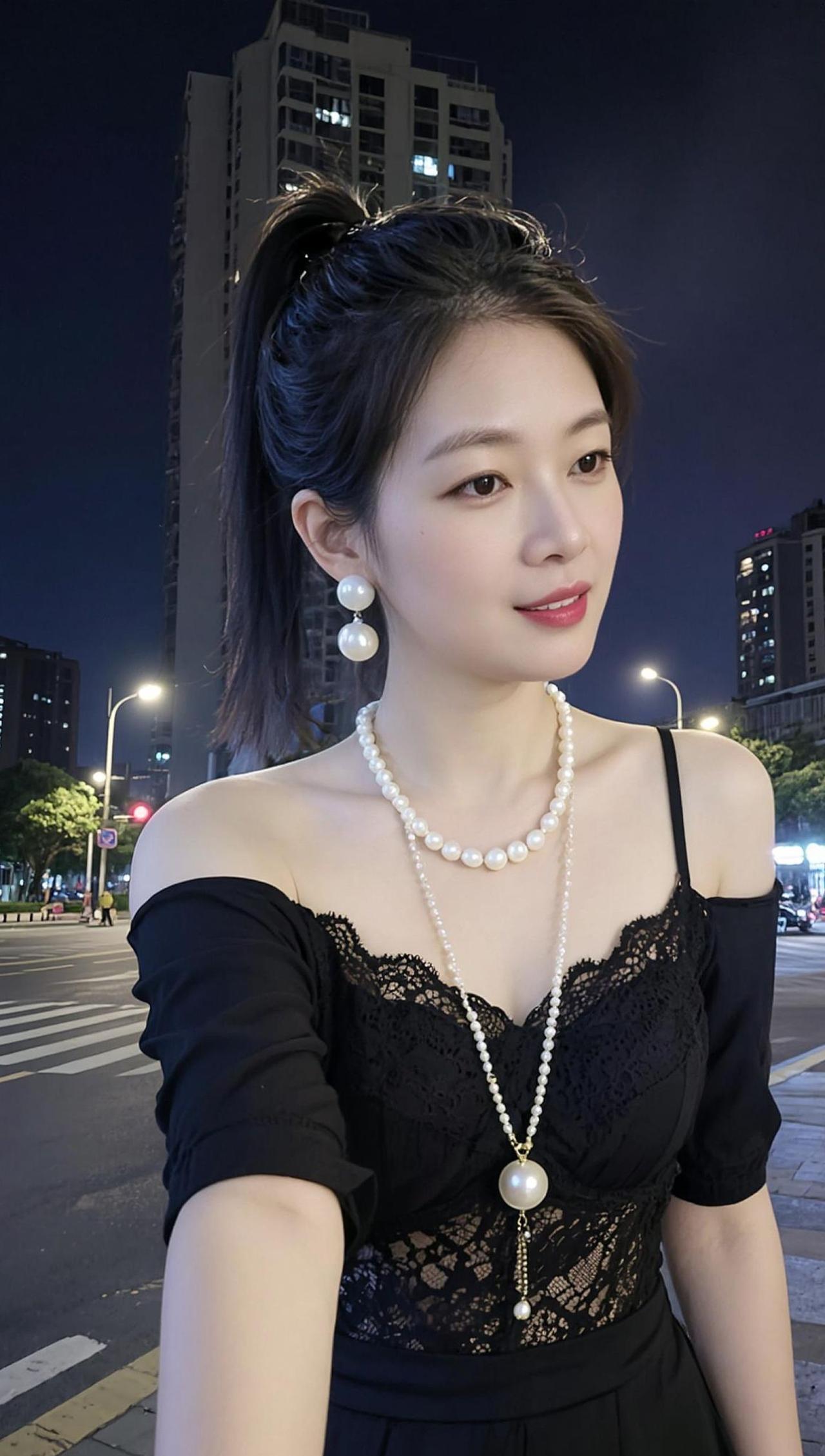 AI夜街珍珠自拍日常分享颜值穿搭甜系女孩