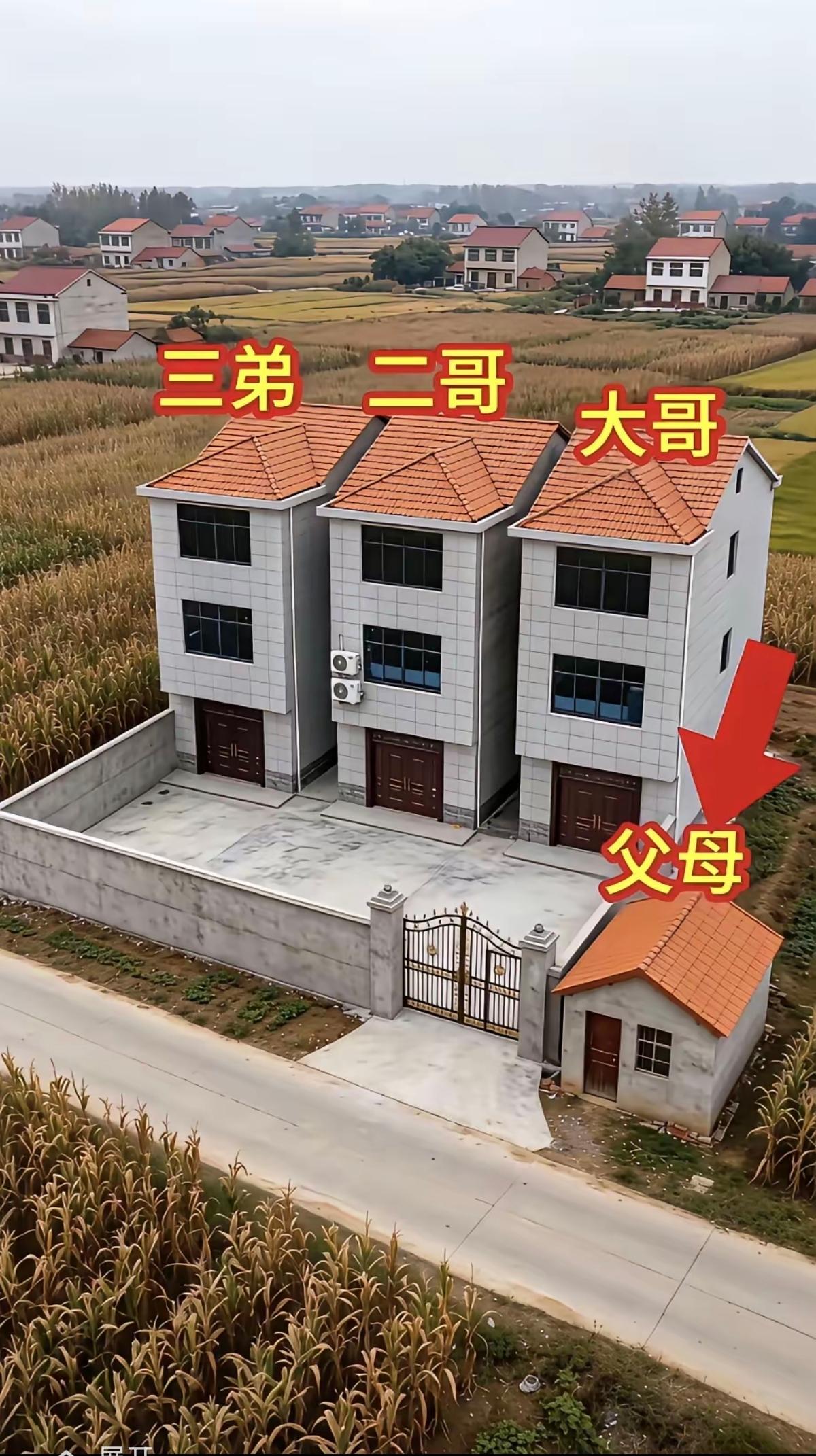 三兄弟住在一个院子里，这种情况很少见。