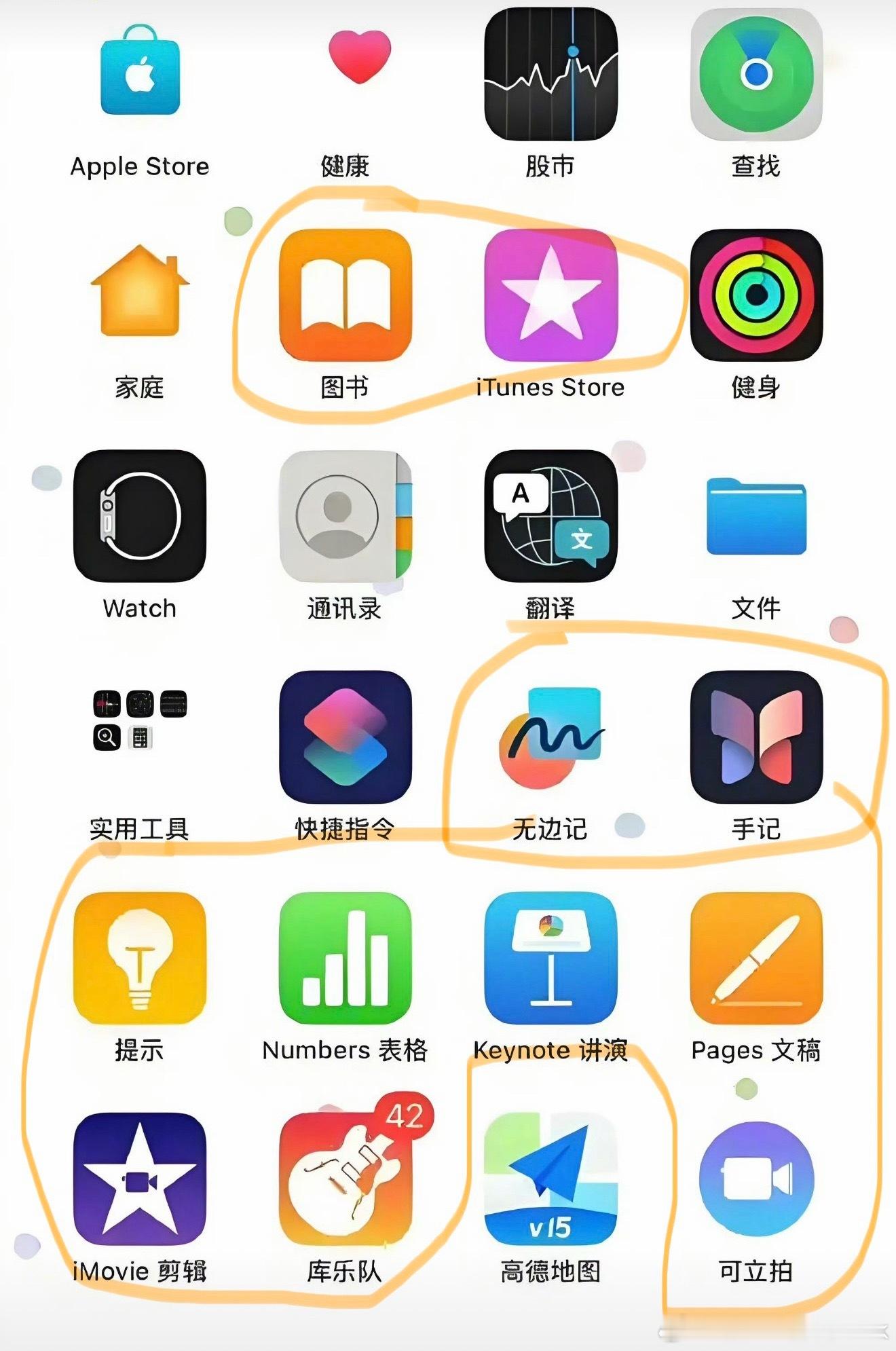 iPhone千万别删的自带软件画圈的里面的这些系统自带软件必删苹果还算好的，国产