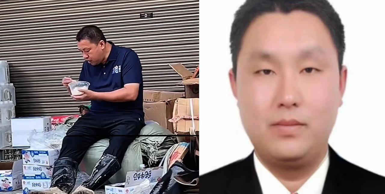 贵州榕江县副县长救灾现场在吃盒饭，不知谁拍了发出来了。右边是救灾现场人民子弟兵