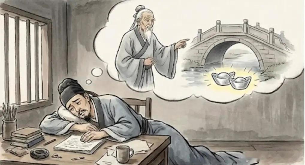 穷书生连着三晚做梦，说市桥底下埋着二十两银子。他去取，落了空——可结局比梦还离奇