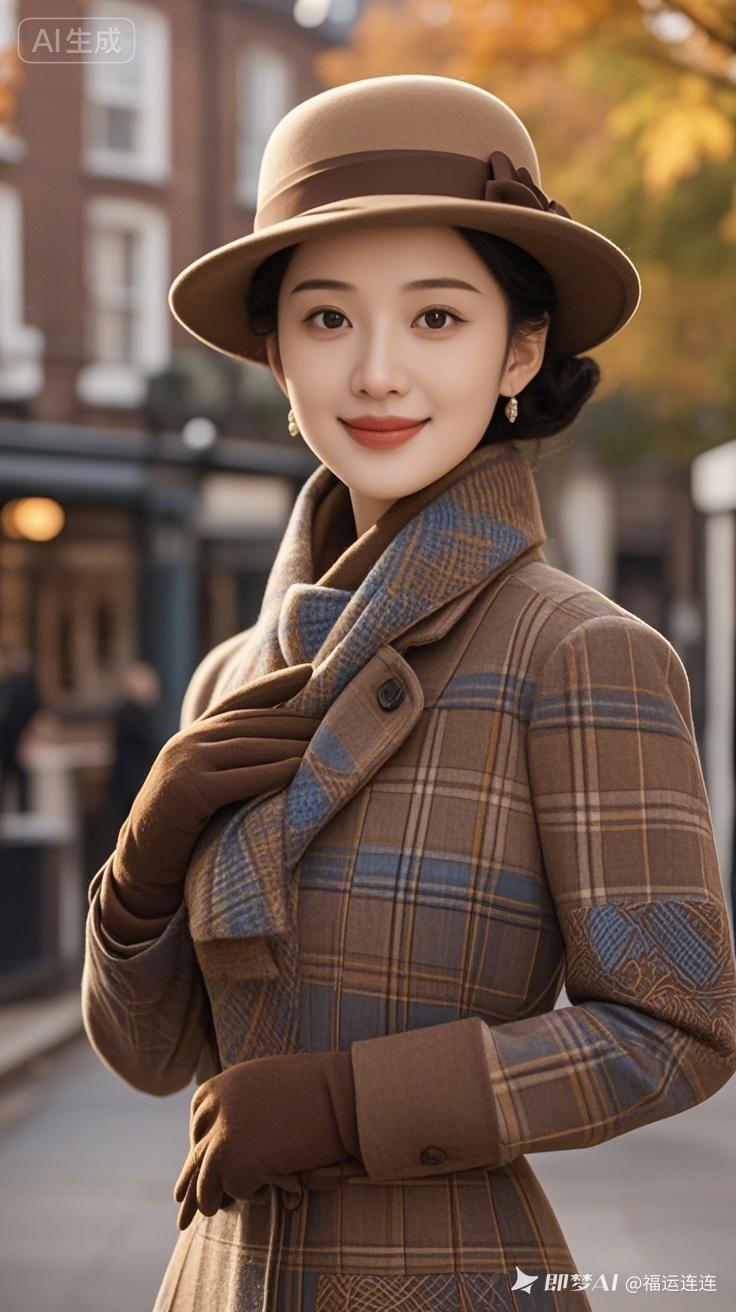 复古风穿搭指南：优雅棕色格纹大衣+礼帽，尽显英伦风情！👗👒👠