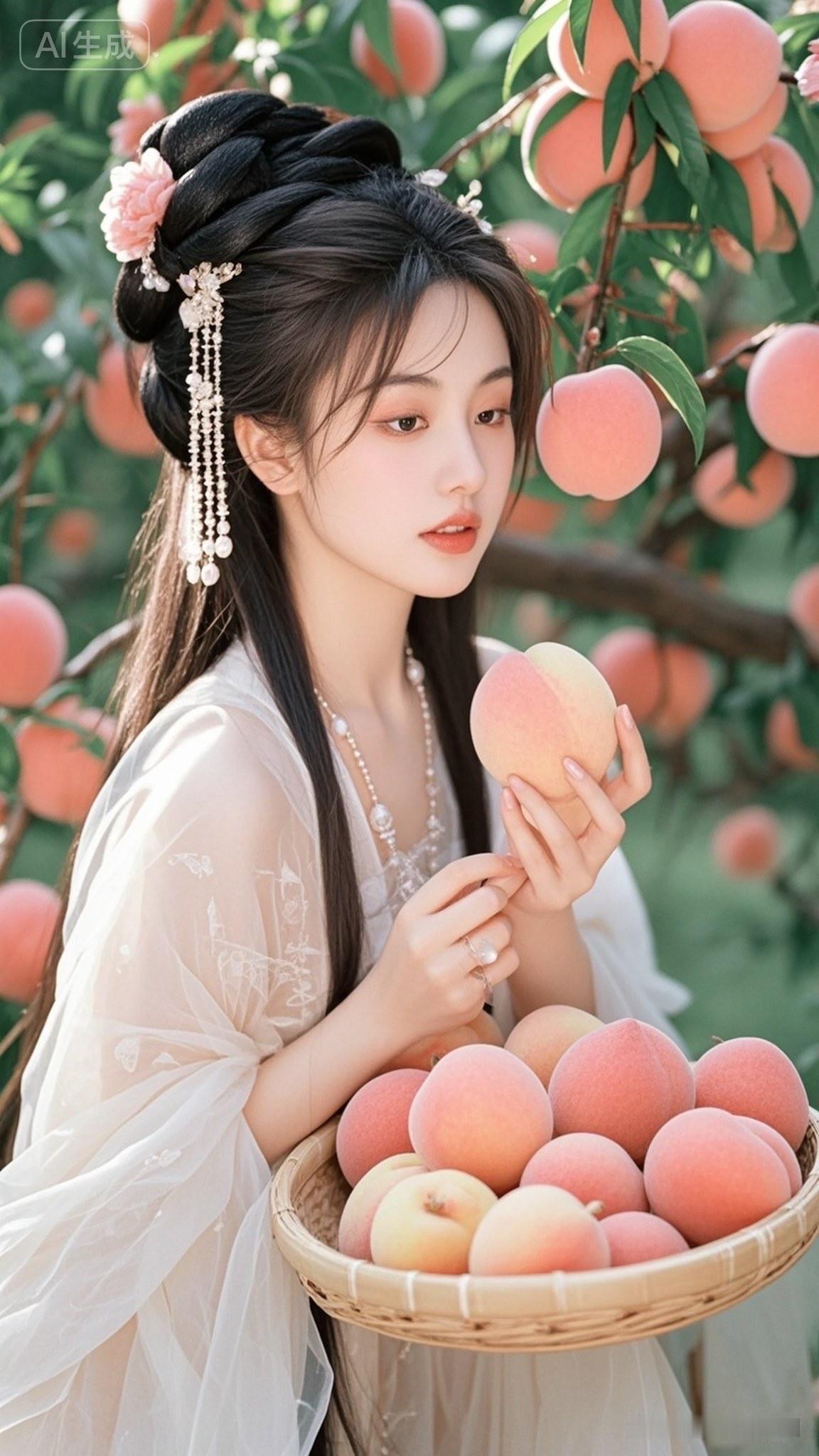 “古风少女与桃园的浪漫邂逅”🌸🍑