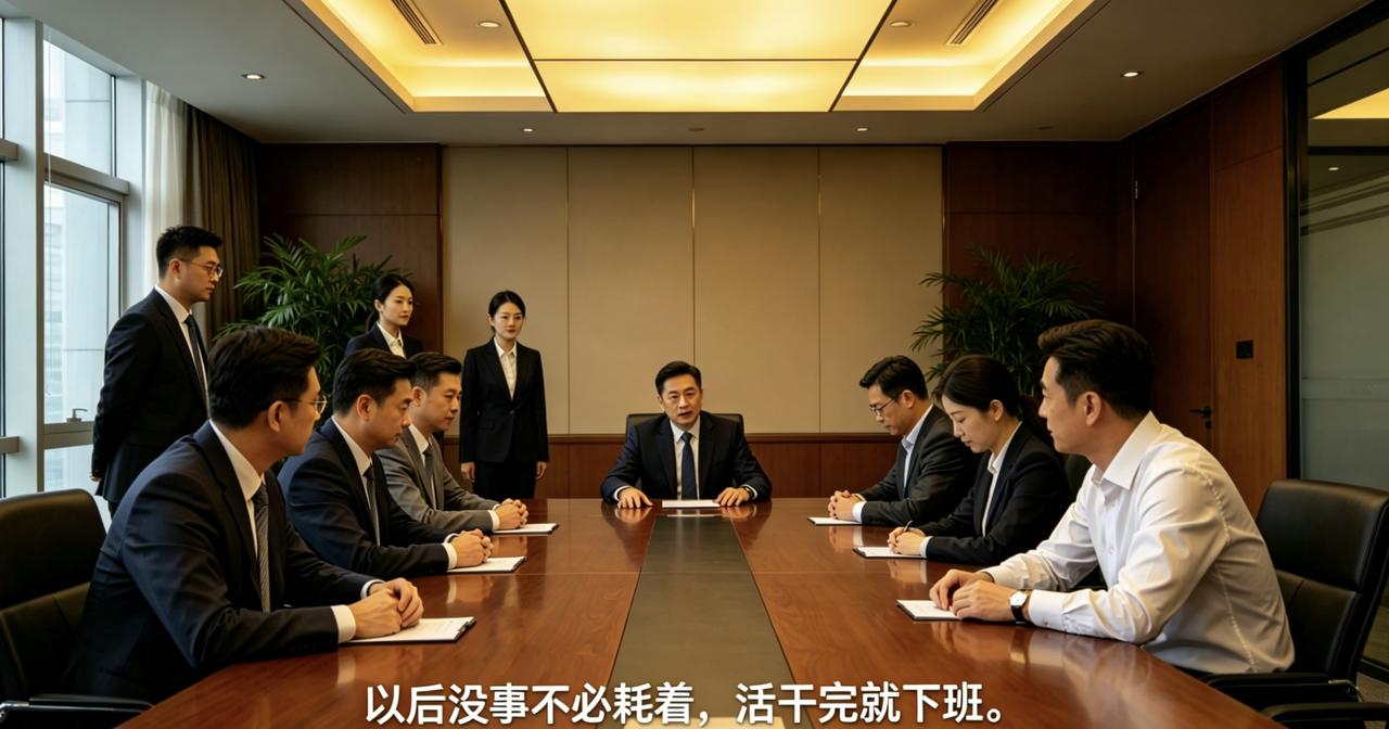 公司实行弹性工作制，但大家默契地比领导晚走十分钟。新来的阿杰不信邪，每天准点打