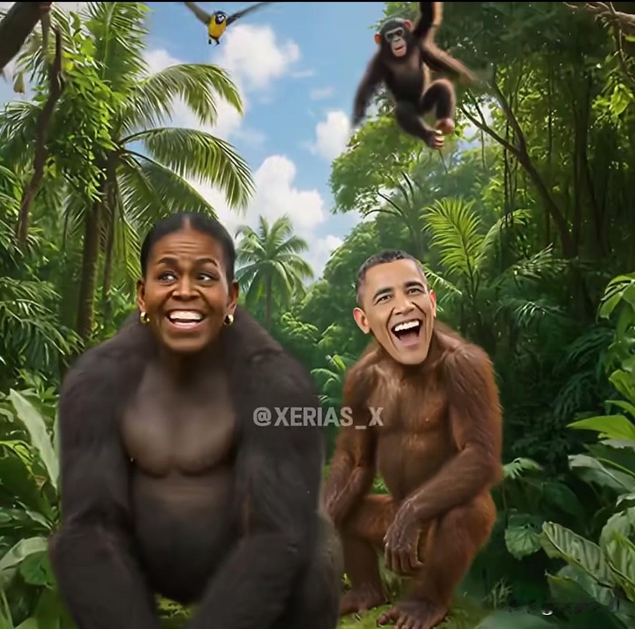 特朗普删除将奥巴马P成猴子的视频。评：哈哈，眼看舆论要把他活埋，这老小子赶紧把