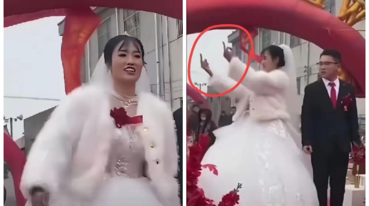 婚礼上“竖中指新娘”火了！最近“竖中指新娘”的视频刷爆全网，婚礼现场新娘对