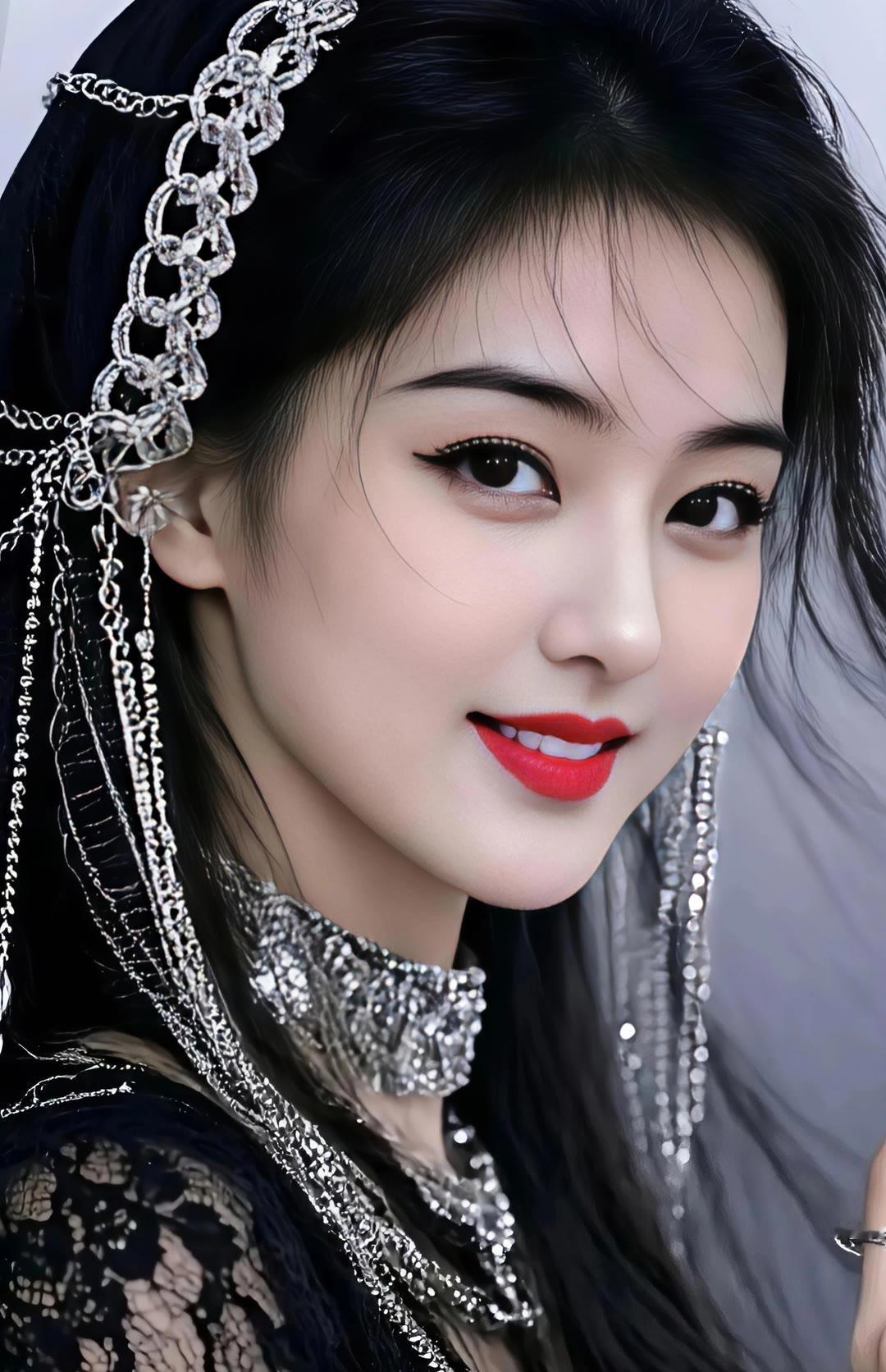 银饰与黑发的完美搭配，尽显东方古典美！