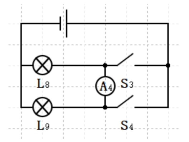 该电路图中当开关S3闭合、S4断开时，电流表A4测量的是什么什么电流？当开关
