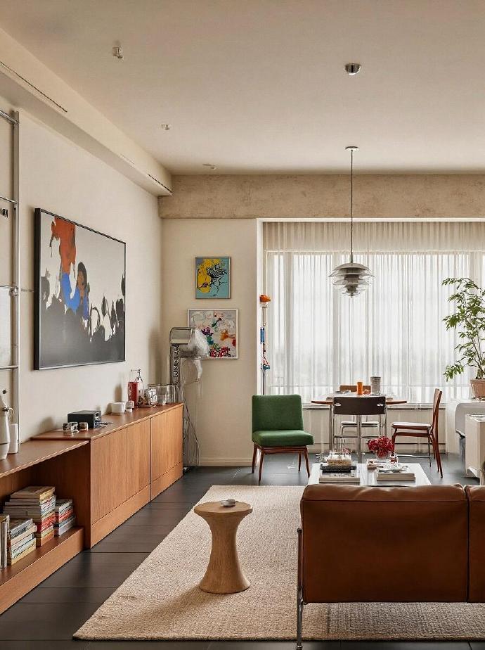 红蓝黄撞色，点亮冷静混凝土120㎡包豪斯｜现代风设计