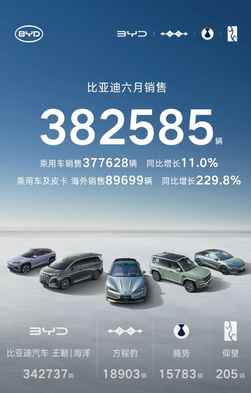 迪王六月销量！38万2585辆！真正的一览众山小，恐怖如斯！海外销量更是九万！！