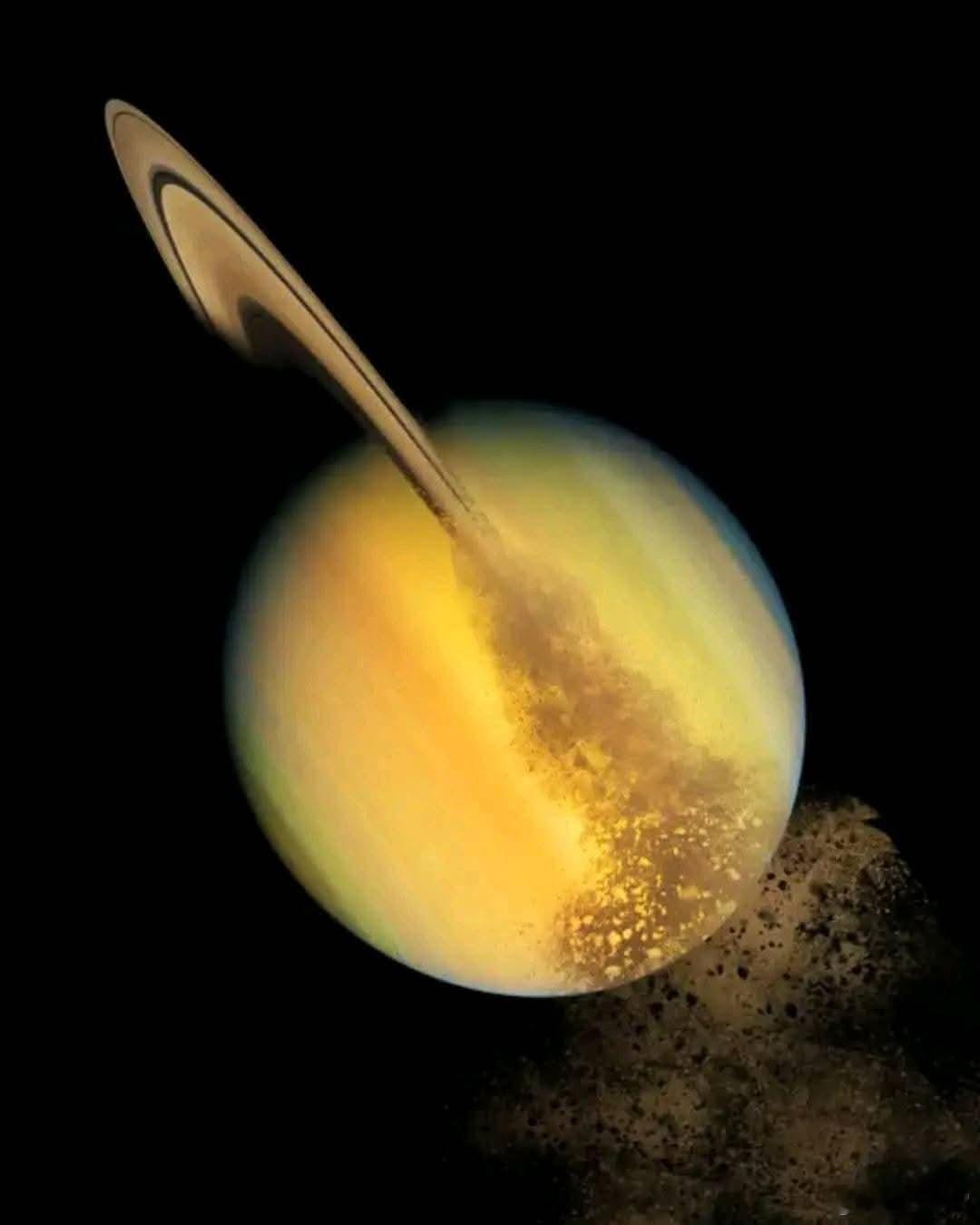 🚨：土星正在失去其标志性光环。土星正在因科学家称之为“光环雨”的